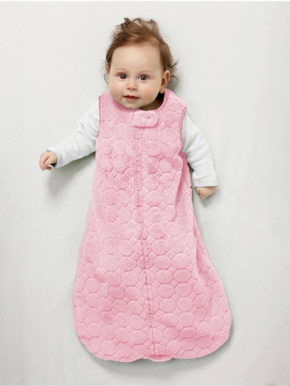 Non-Weighted zzZipMe Sleep Sack Pink Puff Circle Cozy Soft Plush SwaddleDesigns